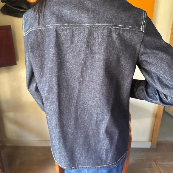 CO Dark Indigo Denim Button Up Shirt Contrast Stitch Premium Denim Size S - Picture 5 of 8